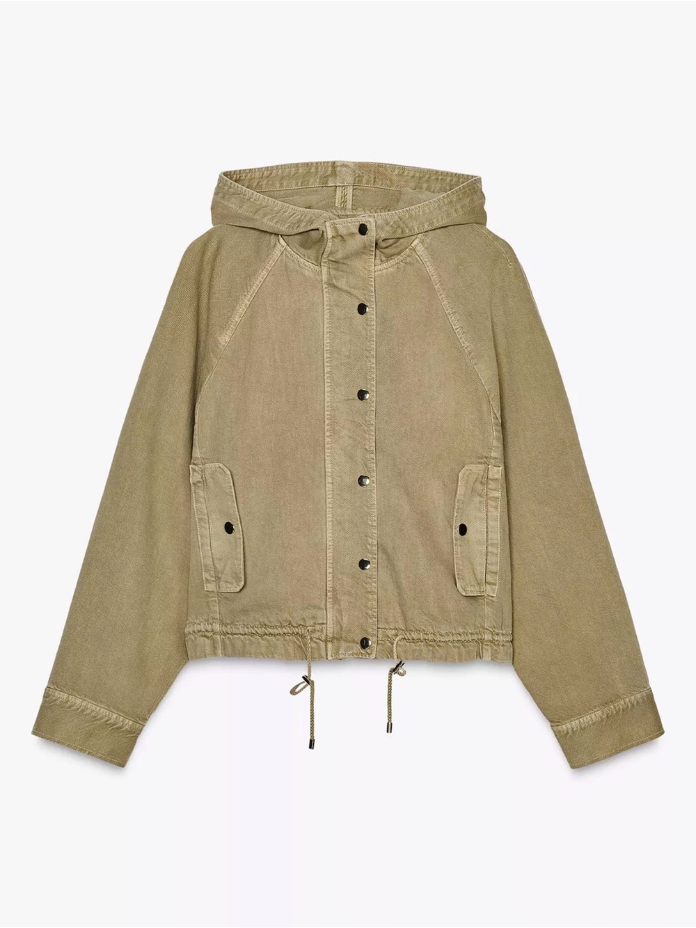 Zara Khaki Hooded Utility Jacket